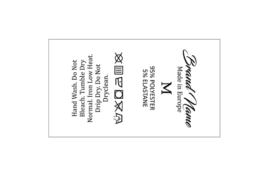 Tvättrådsetikett med storlek Model TC-M336