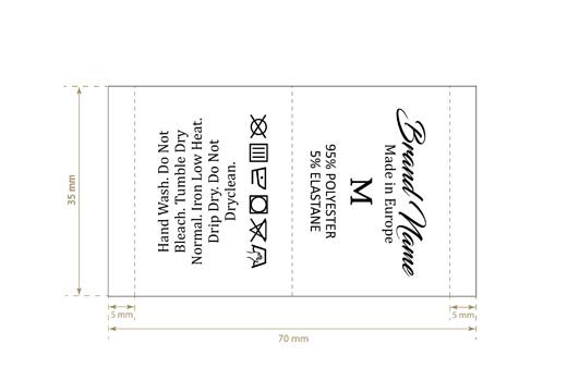 Tvättrådsetikett med storlek Model TC-M336